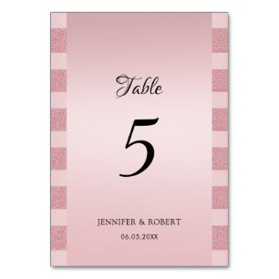 Elegant Rose Gold Glitter Modern Script Template Table Number