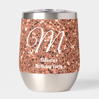 Elegant Rose Gold Glitter Monogram Party Favour