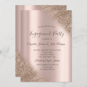 Elegant Rose Gold Glitter Ombre Engagement Invitation