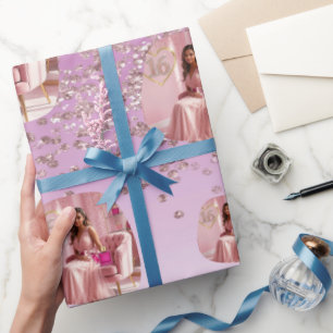 Elegant Rose Gold Glitter Ombre Photo Template  Wrapping Paper