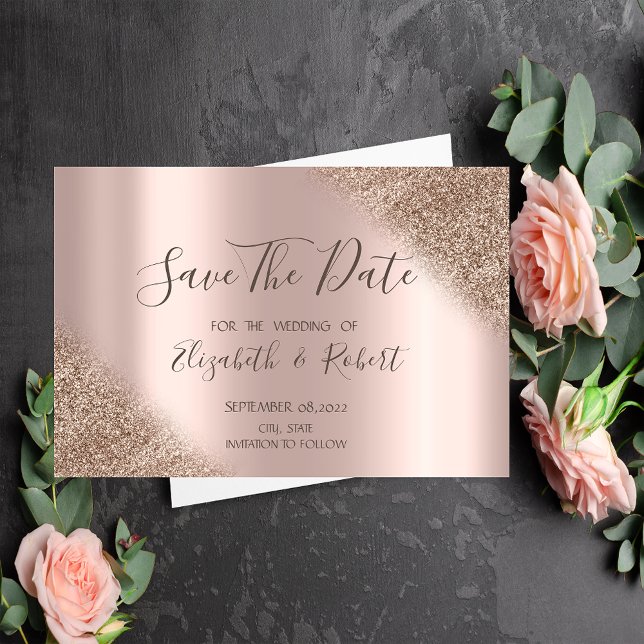 Elegant Rose Gold Glitter Ombre Save The Date (Creator Uploaded)