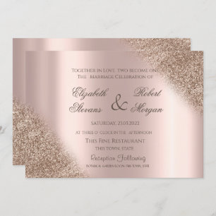Elegant Rose Gold Glitter Ombre Wedding Invitation