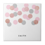 elegant rose gold glitter pastel pink confetti ceramic tile<br><div class="desc">Cute and stylish design featuring large faux rose gold glitter,  pink and grey confetti dots.</div>