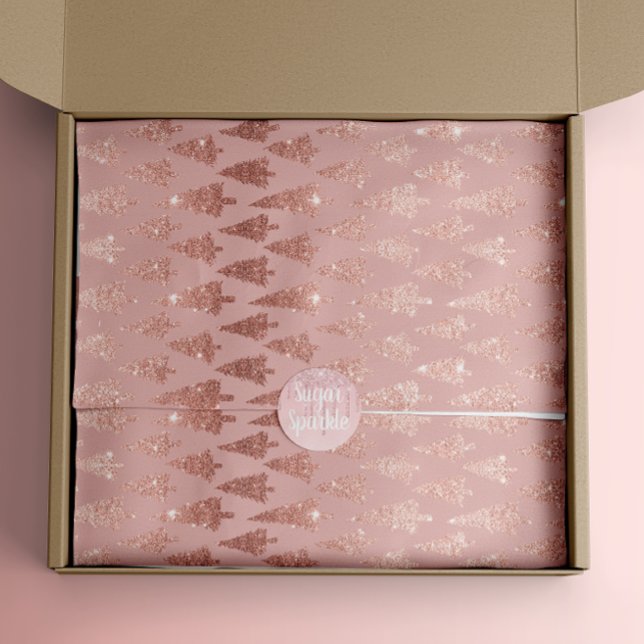 Elegant rose gold glitter + pink mauve xmas trees tissue paper (Creator Uploaded)