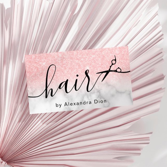 Elegant rose gold glitter scissors hairstylist business card (Creator Uploaded)