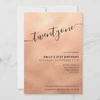 Elegant Rose Gold Glitter Script 21st Birthday