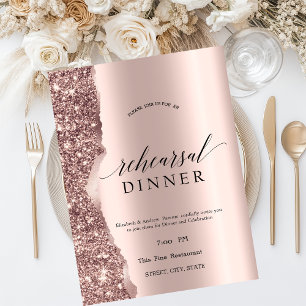 Elegant Rose Gold Glitter Script Invitation
