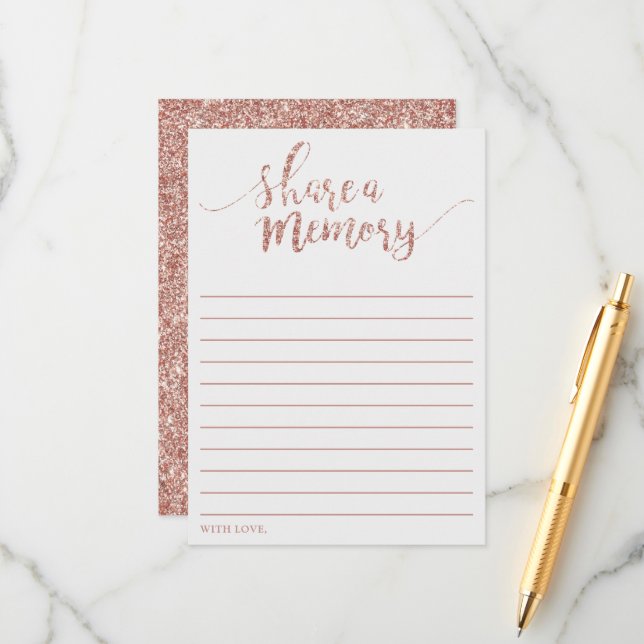 Elegant Rose Gold Glitter Share A Memory Card (Front/Back In Situ)