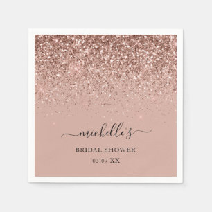 Elegant Rose Gold Glitter Sparkle Black Name Napkin