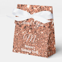 Elegant Rose Gold Glitter Thank You Monogram