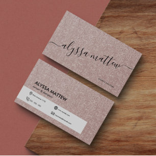 Elegant Rose Gold Glitter Trendy Personalised  Business Card