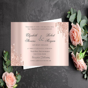 Elegant Rose Gold Glitter  Wedding Invitation
