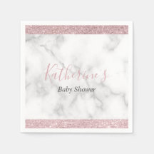 Elegant rose gold glitter white marble baby shower