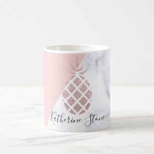 Elegant rose gold glitter white marble blush pink coffee mug