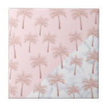 Elegant rose gold glitter & white marble pattern ceramic tile<br><div class="desc">Cute & girly design featuring faux rose gold palm pattern & white marble.</div>