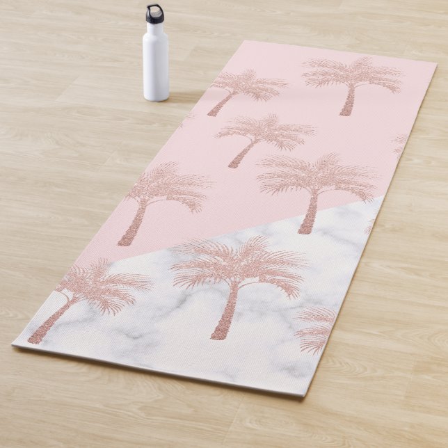Elegant rose gold glitter & white marble pattern yoga mat (In Situ)