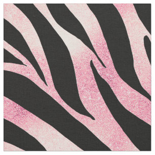 Elegant Rose Gold Glitter Zebra Black Animal Print Fabric
