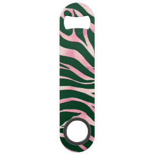 Elegant Rose Gold Glitter Zebra Green Animal Print