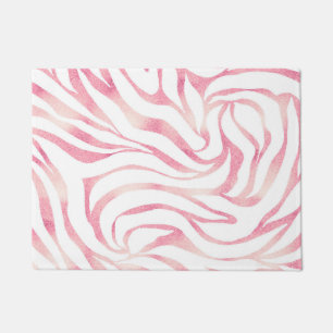 Elegant Rose Gold Glitter Zebra White Animal Print Doormat