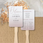 Elegant Rose Gold Gradient & Calligraphy Wedding Hand Fan<br><div class="desc">This is the perfect addition to your elegant & romantic wedding.On the front of this design there is a soft rose gold gradient. It begins with a delicate blush hue at the top, gracefully transitioning into a deeper shade at the bottom. The transition is seamless, creating a sense of timeless...</div>