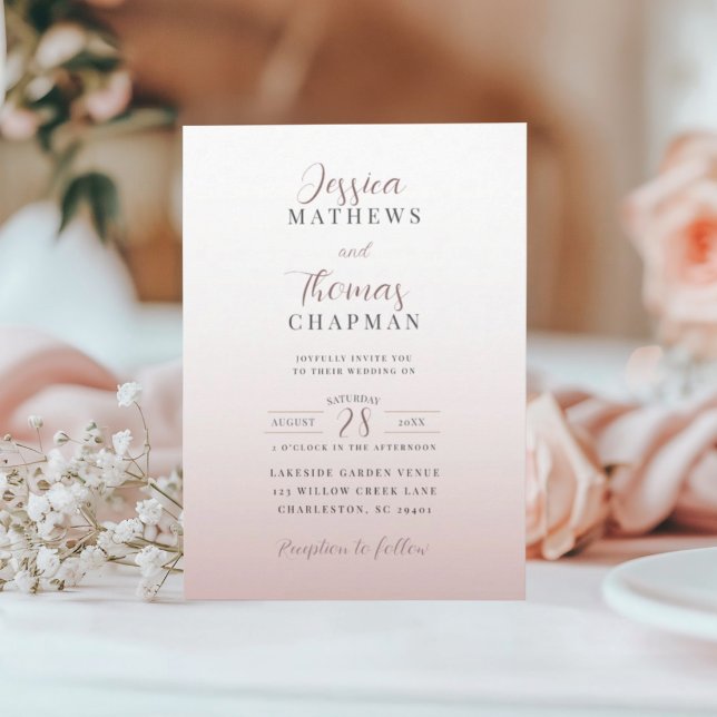 Elegant Rose Gold  Gradient Wedding Invitation (Creator Uploaded)