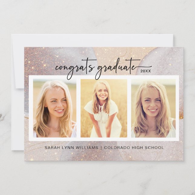 Elegant Rose Gold Graduation Invitation (Front)