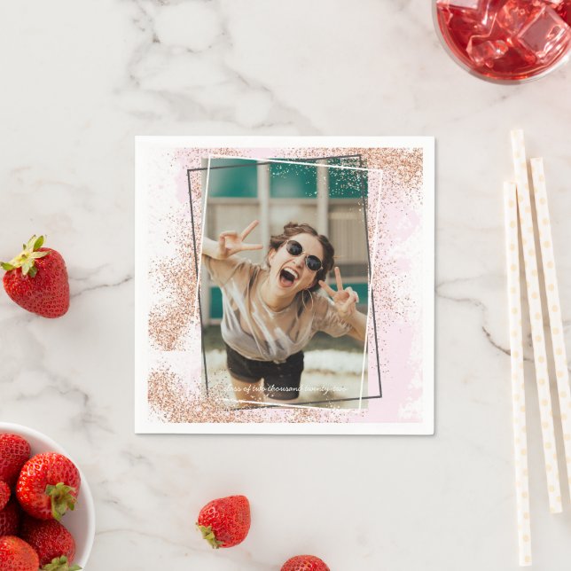 Elegant Rose Gold Graduation Party Napkin (Insitu)