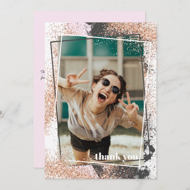 Elegant Rose Gold Graduation Thank You Card (Front/Back)