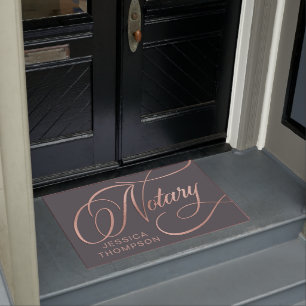 Elegant Rose Gold & Gray Notary Loan Agent  Doormat