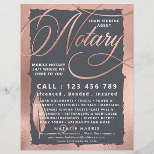 Elegant Rose Gold & Gray Notary Loan Agent  Flyer