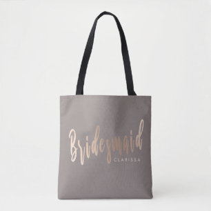 Elegant  rose gold & grey bridesmaid tote bag