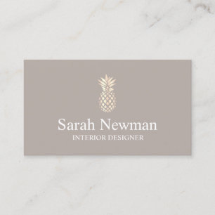 Elegant rose gold grey pineapple interior designer business card