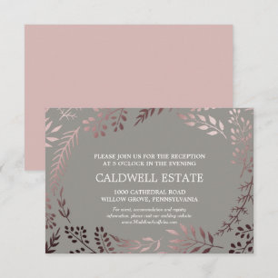 Elegant Rose Gold & Grey Wedding Reception Card