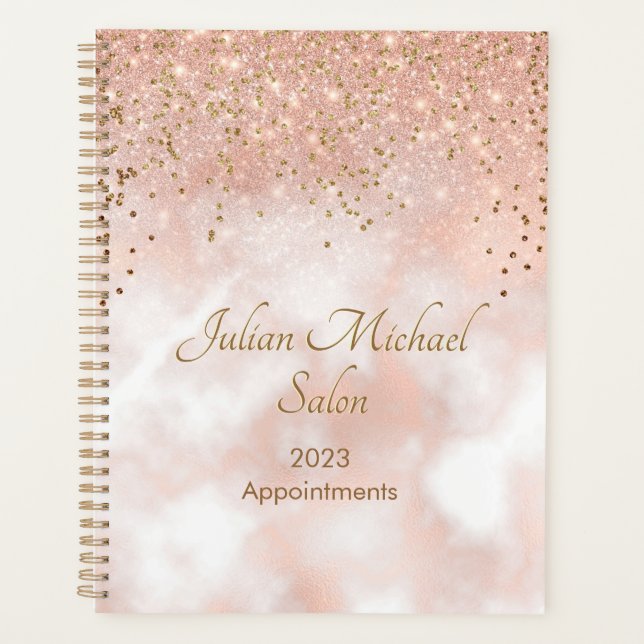 Elegant Rose Gold Hair Salon Appointment Book 2024 Planner (Front)