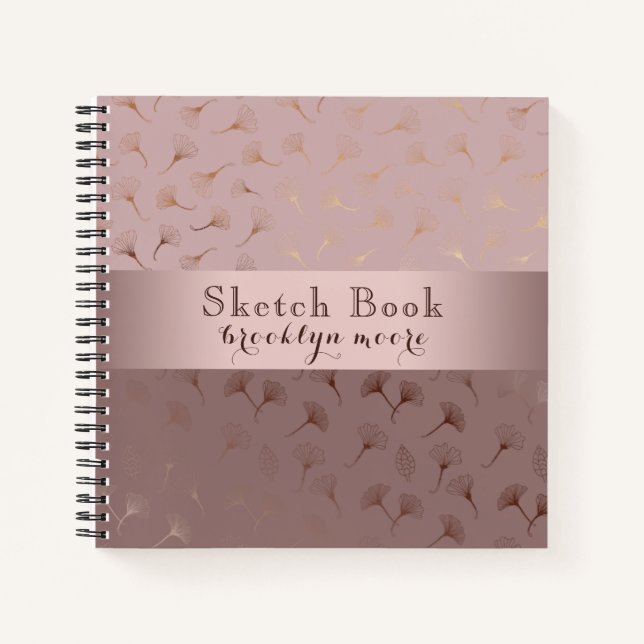 Elegant Rose Gold Hand Drawn Floral Journal/ Notebook (Front)