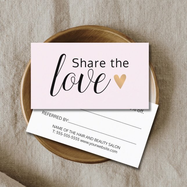 Elegant Rose Gold Heart Beauty Salon Referral Card (Creator Uploaded)