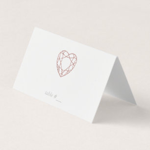 Elegant rose gold heart place cards - folded