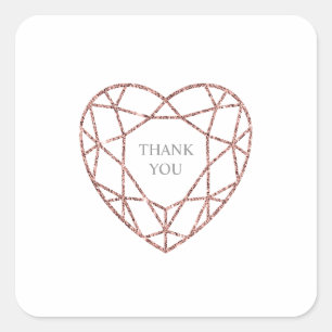 Elegant rose gold heart thank you sticker