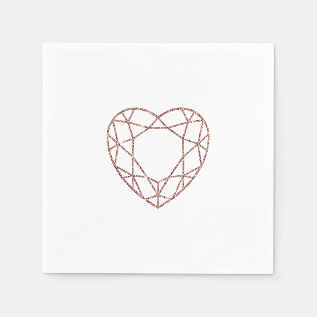 Elegant rose gold heart wedding napkins (Front)