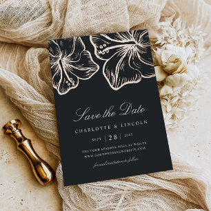 Elegant Rose Gold Hibiscus Flower Wedding Save The