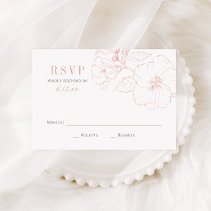 Elegant Rose Gold Hibiscus Flowers Wedding RSVP Card