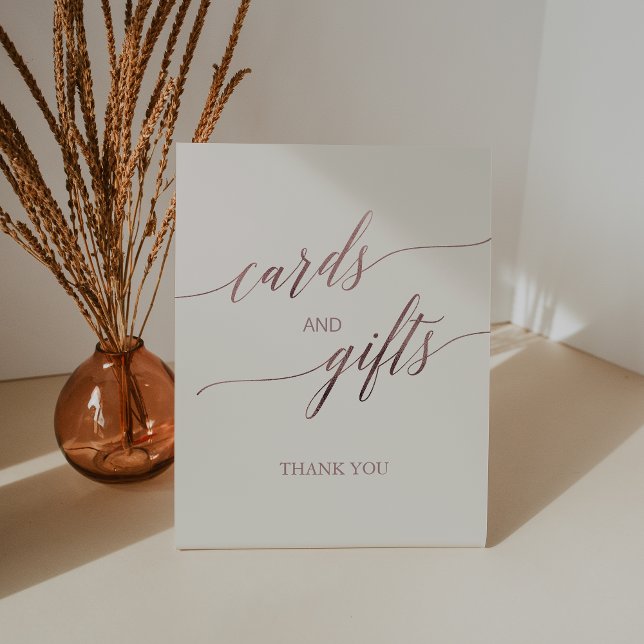Elegant Rose Gold | Ivory Cards and Gifts Pedestal Sign (Creator Uploaded)