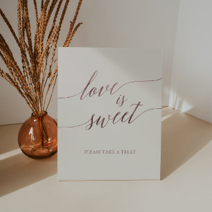 Elegant Rose Gold Ivory Love is Sweet Pedestal Sign