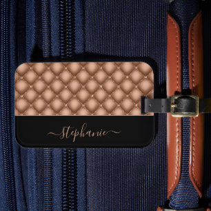 Elegant Rose Gold Jewel Tufted Personalised Luggage Tag
