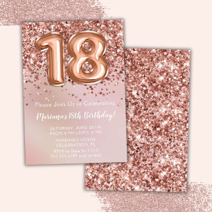 Elegant Rose Gold Kids Girl 18th Birthday Party Invitation
