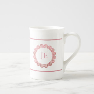 Elegant Rose Gold Lace Personalised Monogram Bone China Mug