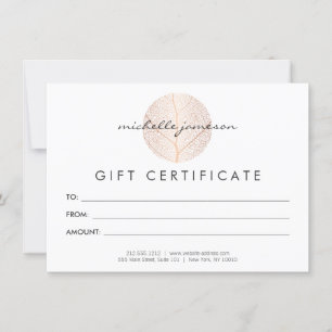 Elegant Rose Gold Leaf Logo Gift Certificate