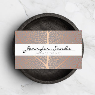 Elegant Rose Gold Leaf Tree Pattern Business Card