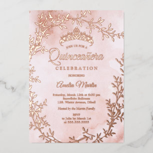 Elegant Rose Gold Leaf Wreath Quinceanera