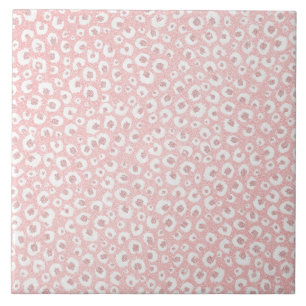 Elegant Rose Gold Leopard Print White Pattern Ceramic Tile